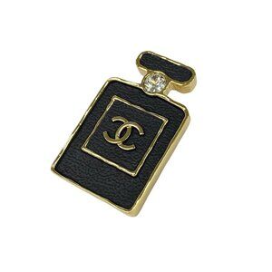 CHANEL - Black Gold Hardware Rhinestones Brooch